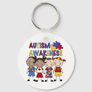 Stick Figure Kids Autism Awareness Key Ring