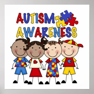 Stick Figure Kids Autism Awareness Poster
