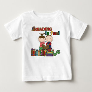 Stick Figure Kids Reading is Fun Baby T-Shirt