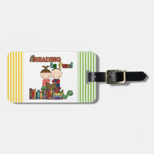 Stick Figure Kids Reading is Fun Luggage Tag