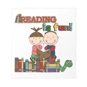 Stick Figure Kids Reading is Fun Notepad