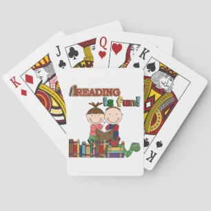 Stick Figure Kids Reading is Fun Playing Cards