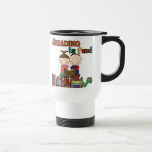 Stick Figure Kids Reading is Fun Travel Mug