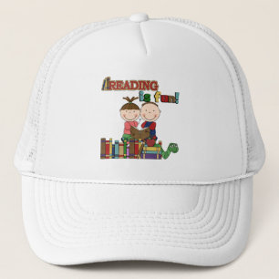 Stick Figure Kids Reading is Fun Trucker Hat