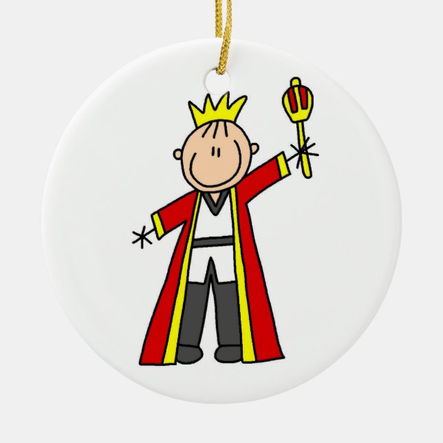 Stick Figure King Ceramic Tree Decoration (Front)