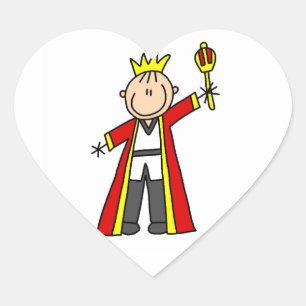 Stick Figure King Heart Sticker