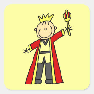 Stick Figure King Square Sticker