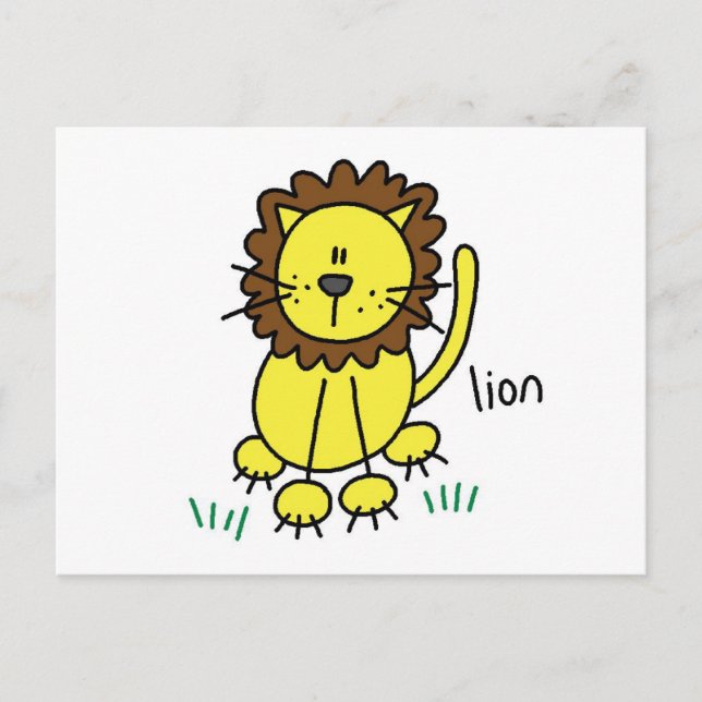 Stick Figure Lion T-shirts and Gifts Postcard (Front)