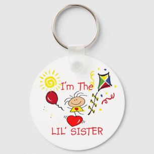 Stick Figure Little Sister Girl Key Ring