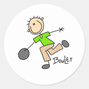 Stick Figure Male Bowler T-shirts and GIfts Classic Round Sticker