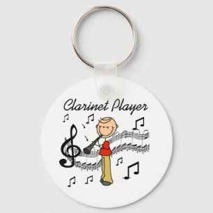Stick Figure Male Clarinet Player Tshirts and Gift Key Ring