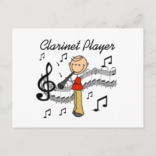 Stick Figure Male Clarinet Player Tshirts and Gift Postcard