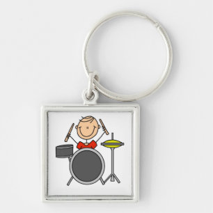 Stick Figure Male Drummer T-shirts and Gifts Key Ring