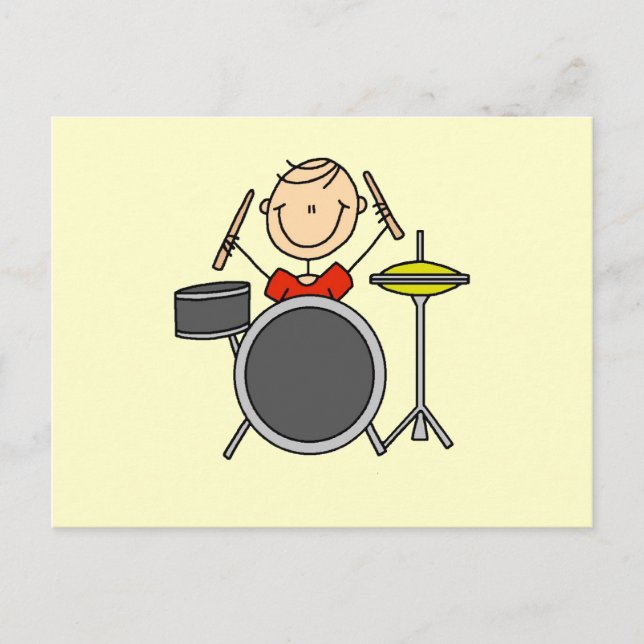 Stick Figure Male Drummer T-shirts and Gifts Postcard (Front)