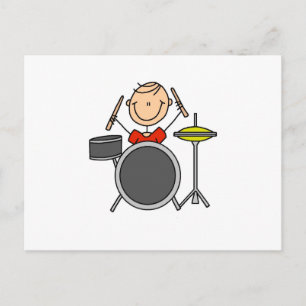 Stick Figure Male Drummer T-shirts and Gifts Postcard