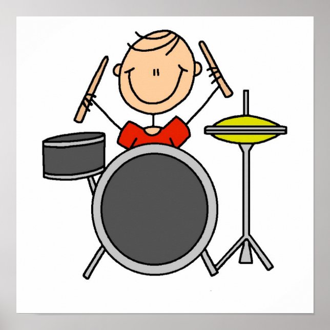 Stick Figure Male Drummer T-shirts and Gifts Poster (Front)