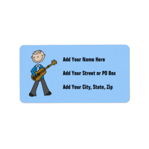 Stick Figure Male Guitar Player T-shirts and Gifts Label