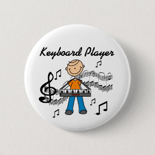 Stick Figure Male Keyboard Player Gifts 6 Cm Round Badge
