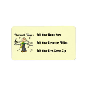 Stick Figure Male Trumpet Player T-shirts and GIft Label
