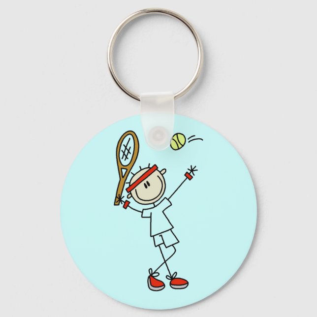 Stick Figure Mens Tennis Keychain (Front)