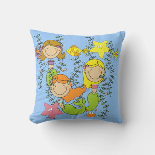 Stick Figure Mermaids Pilllow Cushion