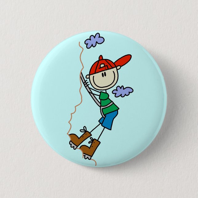 Stick Figure Mountain Climbing Tshirts and Gifts 6 Cm Round Badge (Front)