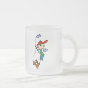Stick Figure Mountain Climbing Tshirts and Gifts Frosted Glass Coffee Mug