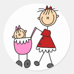 Stick Figure Mum And Baby Sticker