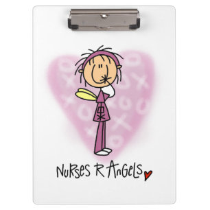Stick Figure Nurses R Angels Clipboard