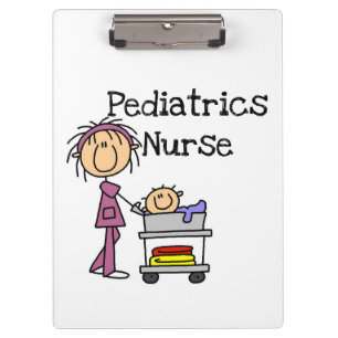 Stick Figure Paediatrics Nurse Clipboard