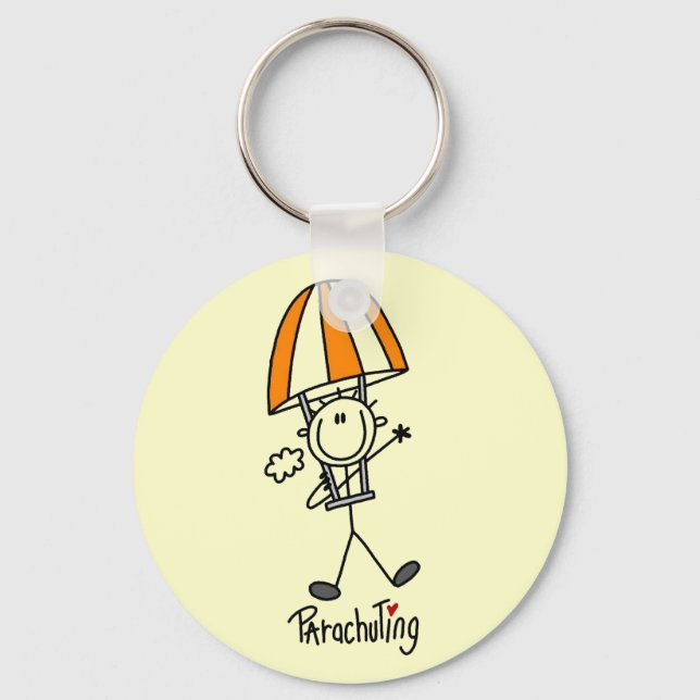 Stick Figure Parachuting T-shirts and Gifts Key Ring (Front)