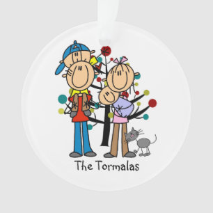 Stick Figure Parents, Boy, Baby Ornament