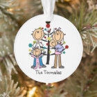 Stick Figure Parents, Girl, Baby Boy Ornament