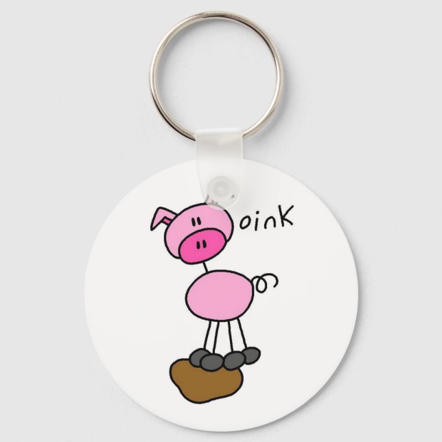 Stick Figure Pig T-shirts and Gifts Key Ring (Front)
