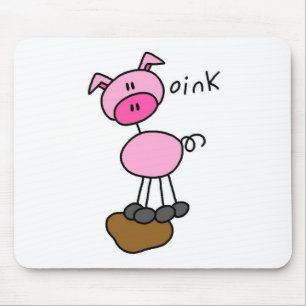 Stick Figure Pig T-shirts and Gifts Mouse Mat