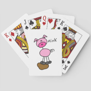 Stick Figure Pig T-shirts and Gifts Playing Cards