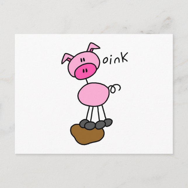 Stick Figure Pig T-shirts and Gifts Postcard (Front)