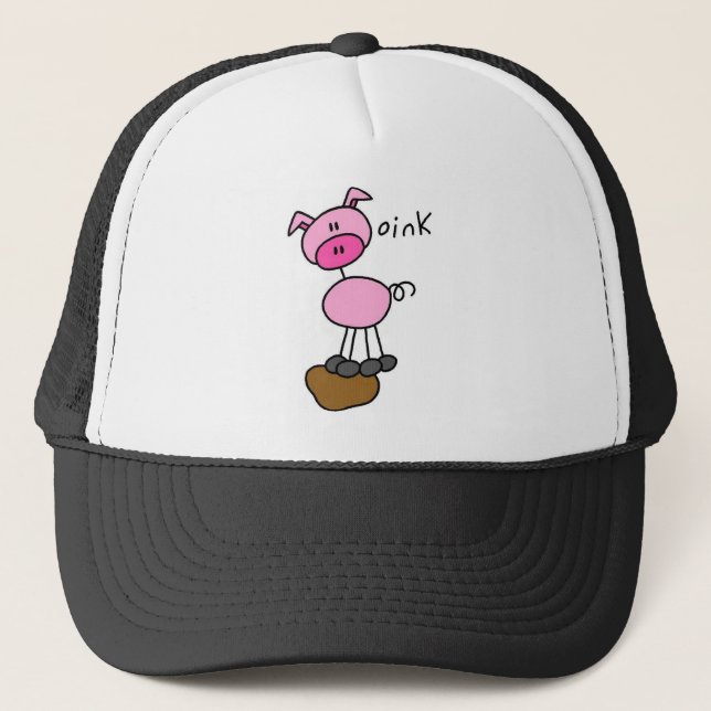 Stick Figure Pig Trucker Hat (Front)