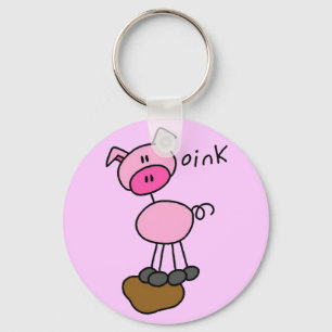Stick Figure Pig Tshirts and Gifts Key Ring