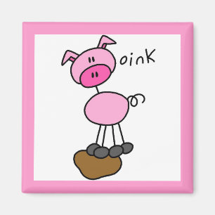 Stick Figure Pig Tshirts and Gifts Magnet