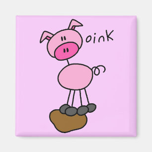Stick Figure Pig Tshirts and Gifts Magnet
