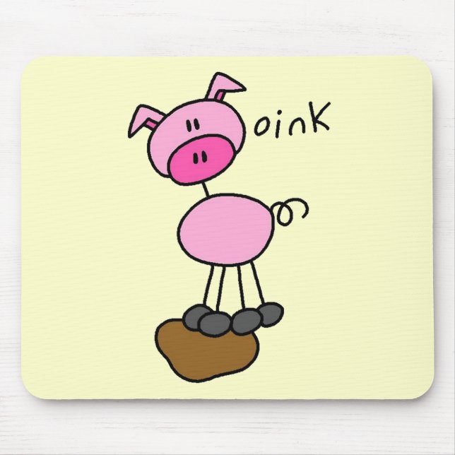 Stick Figure Pig Tshirts and Gifts Mouse Mat (Front)