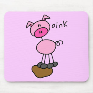 Stick Figure Pig Tshirts and Gifts Mouse Mat