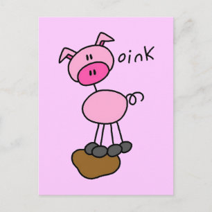 Stick Figure Pig Tshirts and Gifts Postcard