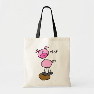 Stick Figure Pig Tshirts and Gifts Tote Bag