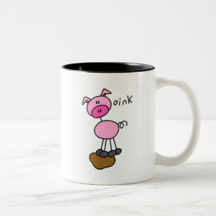 Stick Figure Pig Tshirts and Gifts Two-Tone Coffee Mug