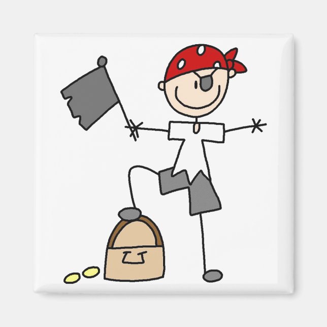Stick Figure Pirate Treasure Magnet (Front)