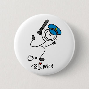 Stick Figure Police Officer 6 Cm Round Badge