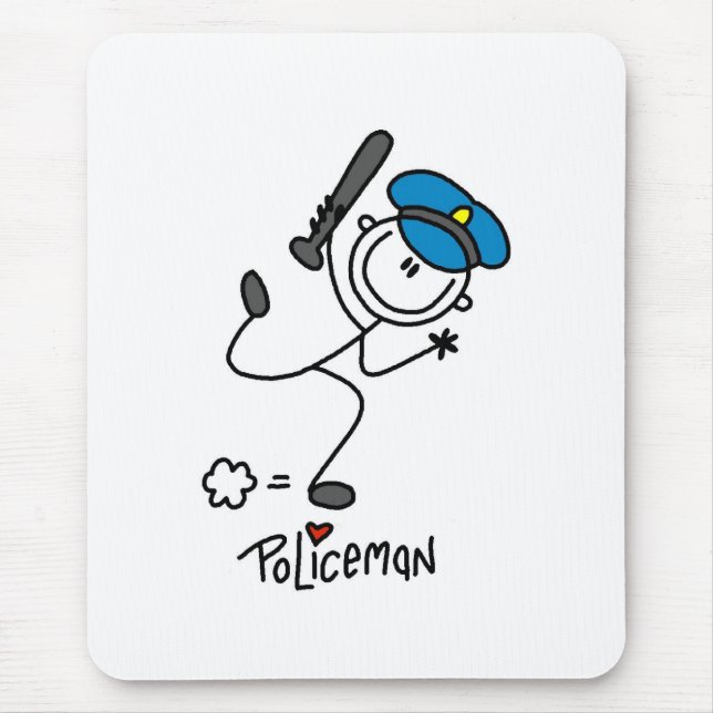 Stick Figure Police Officer Mouse Mat (Front)