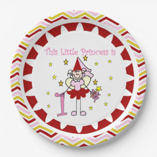 Stick Figure Princess 1st Birthday Paper Plates